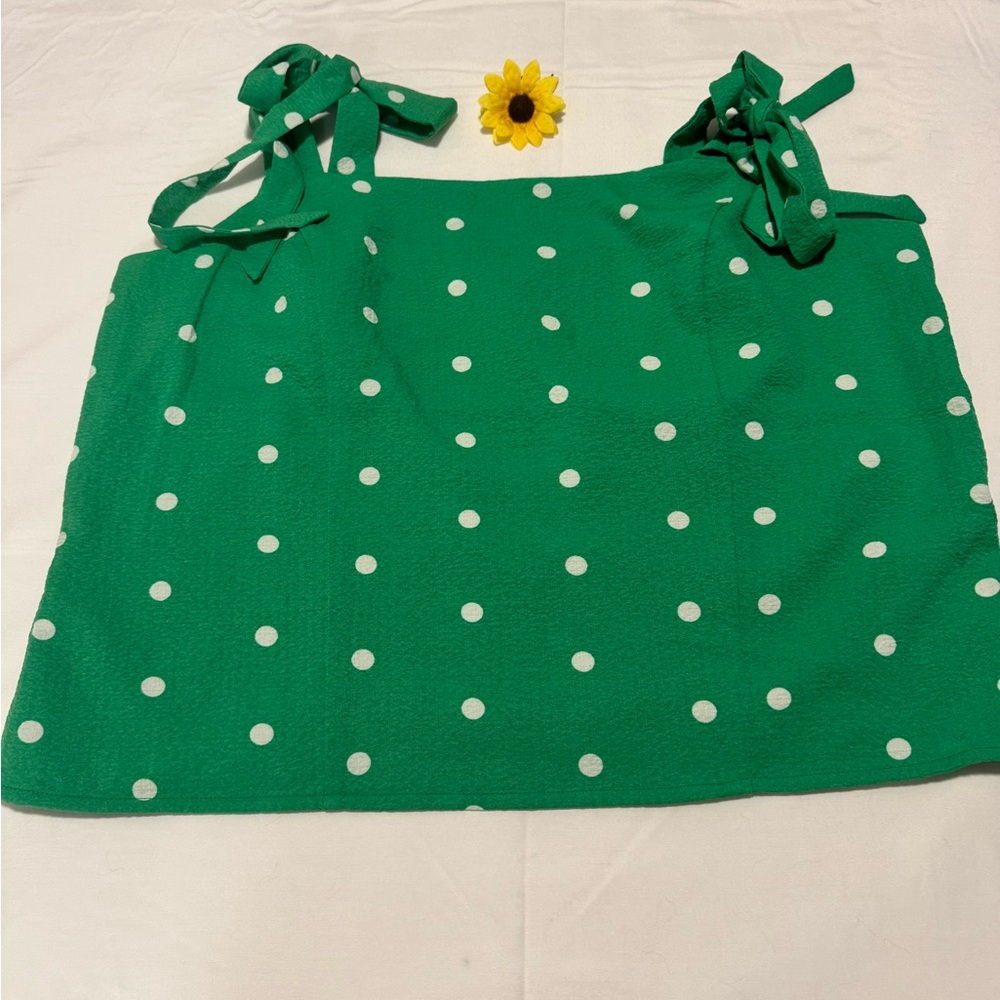 Polka Dot Tie-Strap Camisole in Green - Picture 5 of 13